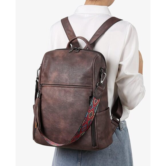 Women\'s 1 Coffee Brown Retro Style Designer Travel Backpack Purses Shoulder Bag main image 4